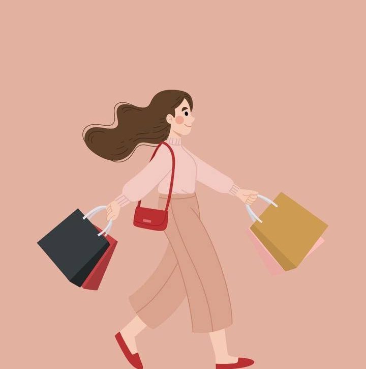 دختر در حال خرید کردن